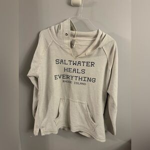 Saltwater Heals Everything Rhode Island Hoodie Sweatshirt Size L